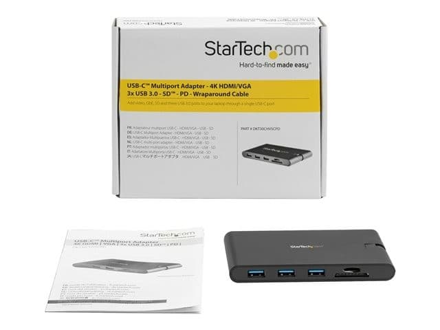 StarTech.com DKT30CHVSCPD USB-C Multiport Adapter Docking Station - 4K HDMI, VGA, 100W PD, 3x USB 3.0, Gigabit Ethernet, SD & MicroSD - Black - Image 9