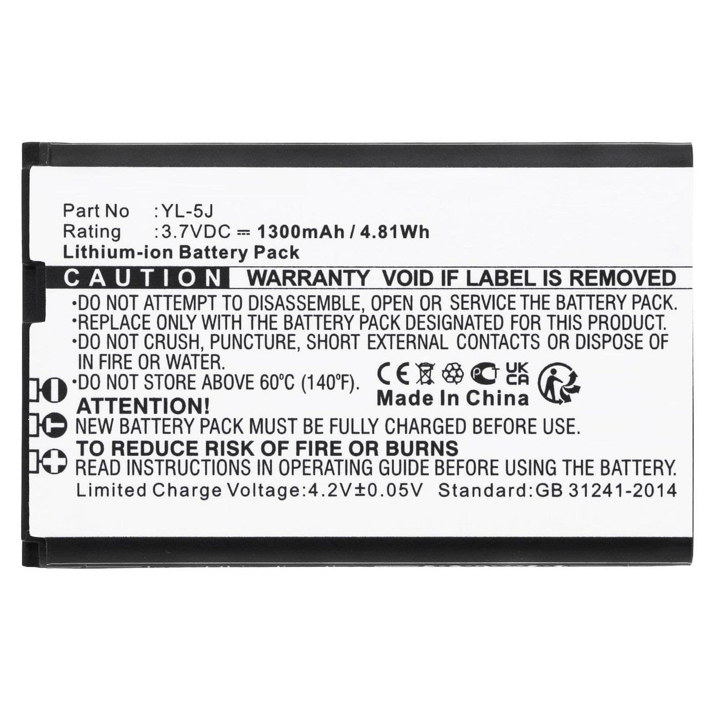 CoreParts MBXCP-BA243 Replacement Battery for Yealink One Talk IP Cordless Phone — 4.81Wh 3.7V 1300mAh, Black