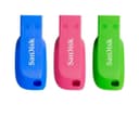 16GB SanDisk Cruzer Blade USB2.0 Flash Drive 3 Pack - Blue, Green, Pink thumbnail 1