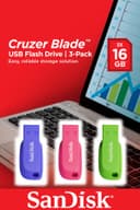16GB SanDisk Cruzer Blade USB2.0 Flash Drive 3 Pack - Blue, Green, Pink thumbnail 2
