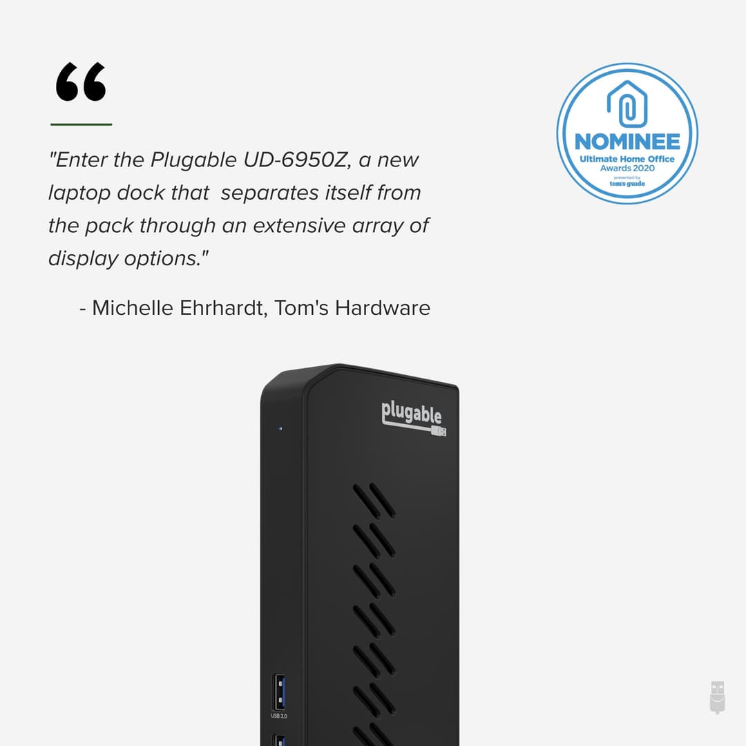 Plugable Technologies USB 3.0 and USB-C Dual 4K Display Docking Station with DisplayPort and HDMI for Windows and Mac (Dual 4K DisplayPort & HDMI, Gigabit Ethernet, Audio, 6 USB Ports) Vertical - Image 2