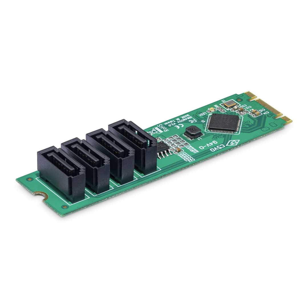 StarTech.com 4-Port M.2 to SATA Adapter Card, M.2 PCIe 3.0 to SATA HDD/SSD Expansion Card, ASM1064 Chipset, M.2 NVMe to 4x HDD/SSD for Windows/macOS/Linux - Image 2