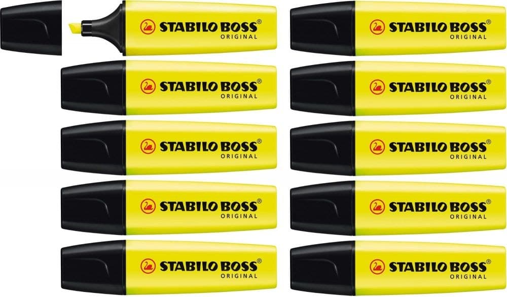 STABILO BOSS ORIGINAL Highlighter Box of 10 Yellow - Image 1