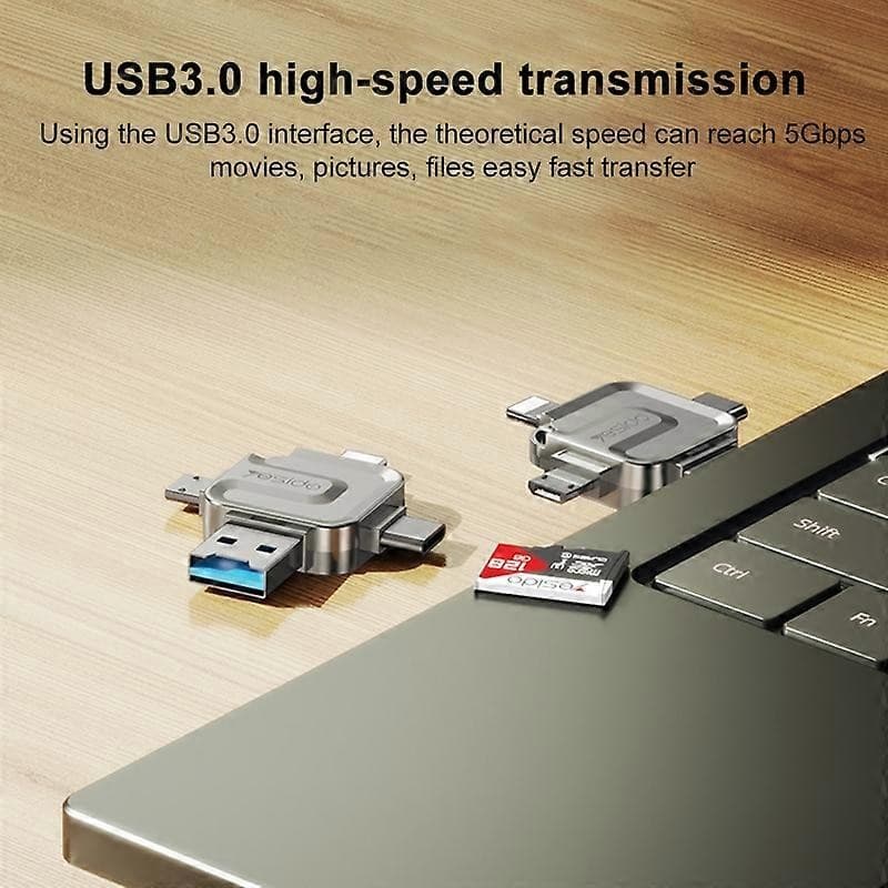 Yesido GS23 4-in-1 USB 3.0 Multifunction Card Reader - White - Image 3