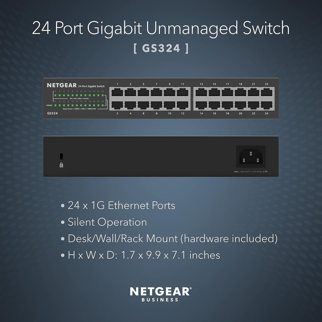 NETGEAR SOHO GS324 - switch - 24 ports - unmanaged - rack-mountable - Image 2