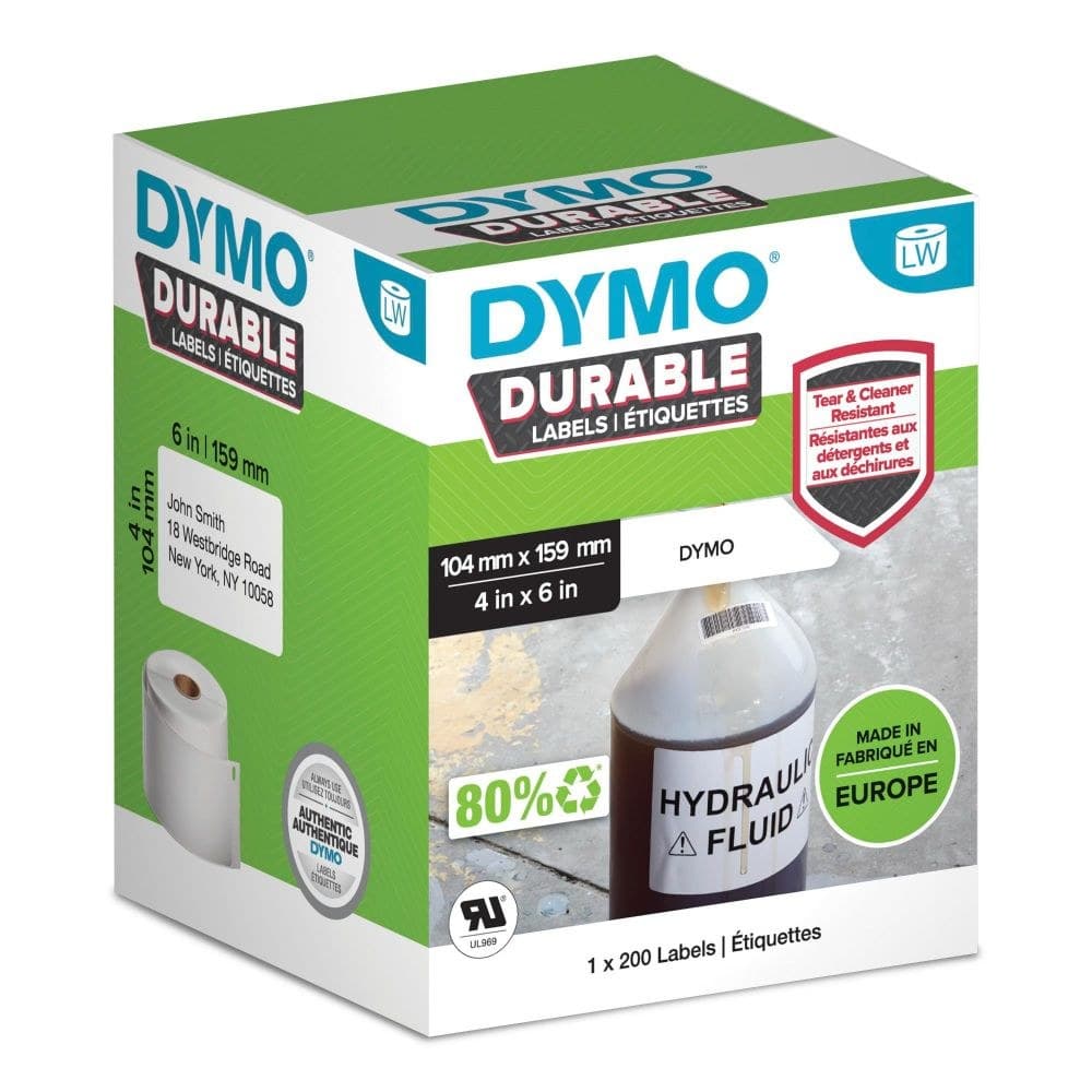 Dymo 2112287 LW Durable Extra Large Shipping label 104mm x 159mm Black on White - Image 1
