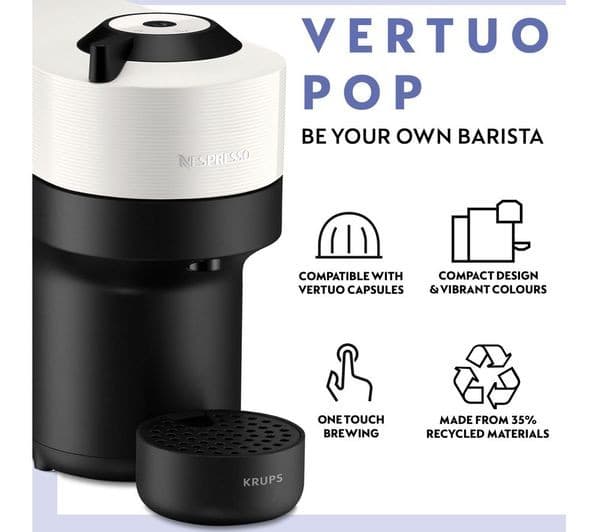 Nespresso Vertuo Pop XN920141 Coffee Machine Coconut White - Image 2