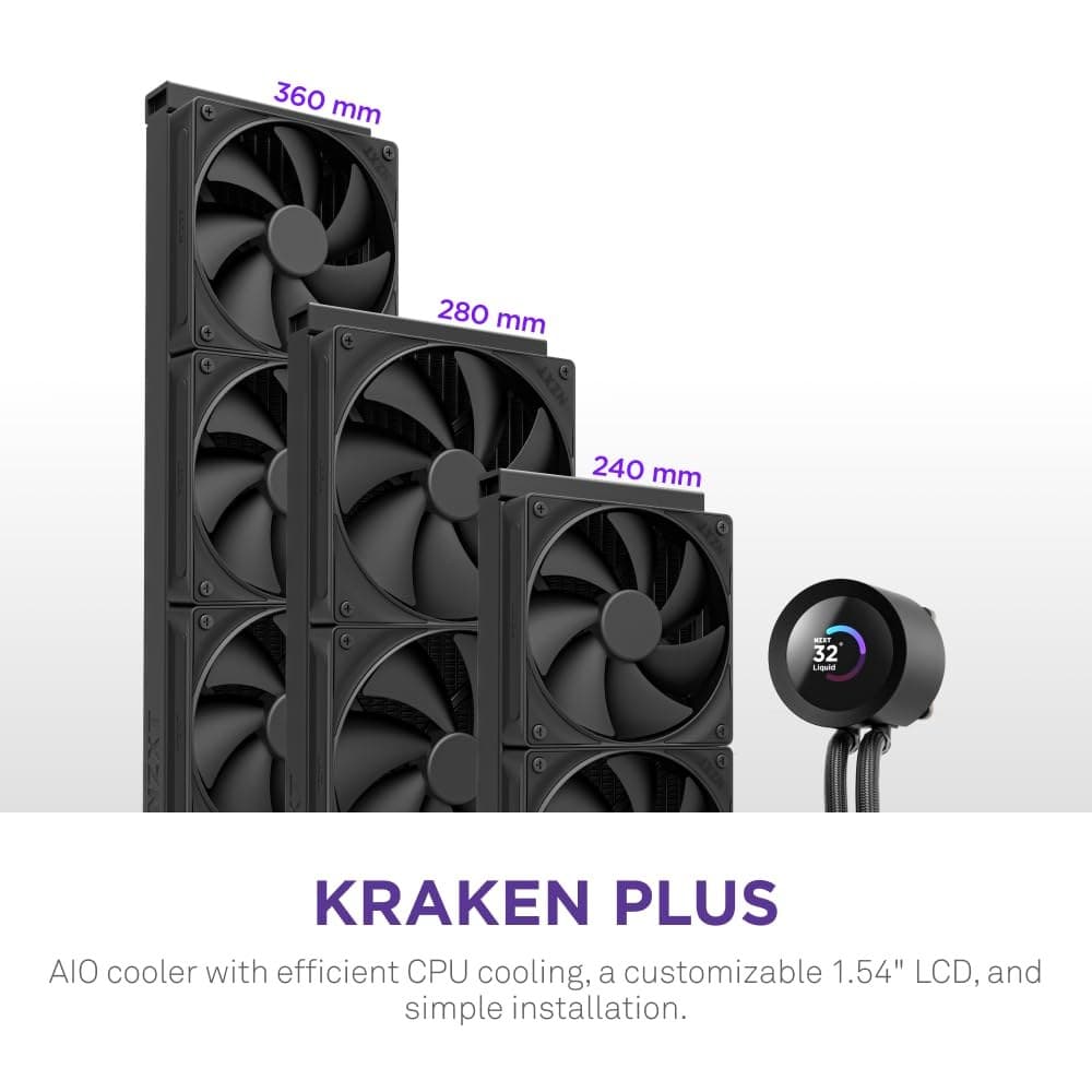NZXT Kraken Plus RL-KN280-B2 AIO CPU Cooler - Black - Image 2