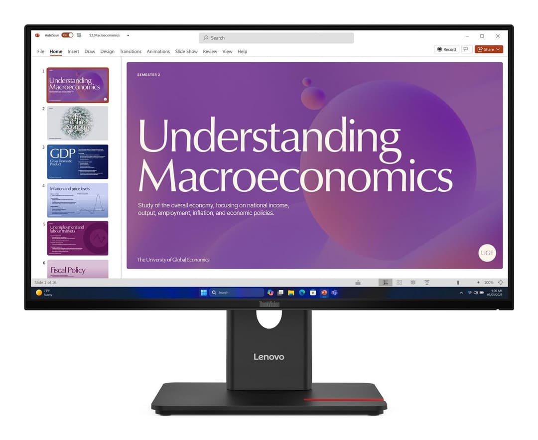 Lenovo ThinkVision T24d-40 23.8" Full HD 1920x1080 IPS LED Monitor - 120Hz, USB-C Docking, HDMI, DisplayPort, Black - Image 1