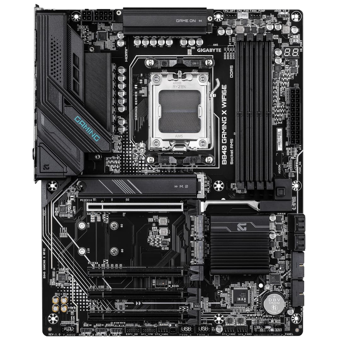 GIGABYTE B840 GAMING X WIFI6E Motherboard - AMD Ryzen 9000 CPUs, 12+2+2 Phases VRM, up to 7600MHz DDR5(O.C), 2xPCIe 4.0 + 1xPCIe 3.0 M.2, Wi-Fi 6E, 2.5GbE LAN, USB 3.2 Gen 2 - Image 2