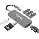 Plugable Technologies USB-C Hub 7-in-1, Driverless USB C Hub Compatible with Mac, Windows, Chromebook, USB4, Thunderbolt 4, and More (4K HDMI, 3 USB 3.0, SD & microSD Card Reader, 100W Charging) thumbnail 1