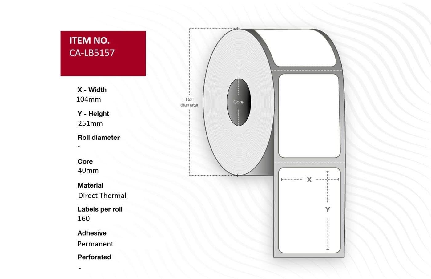 Label 104 x 251mm, Core 40mm,