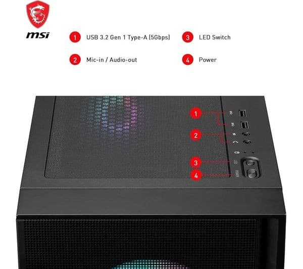 MSI MAG Forge 320R Airflow ATX Mid-Tower PC Case - Black - Image 3