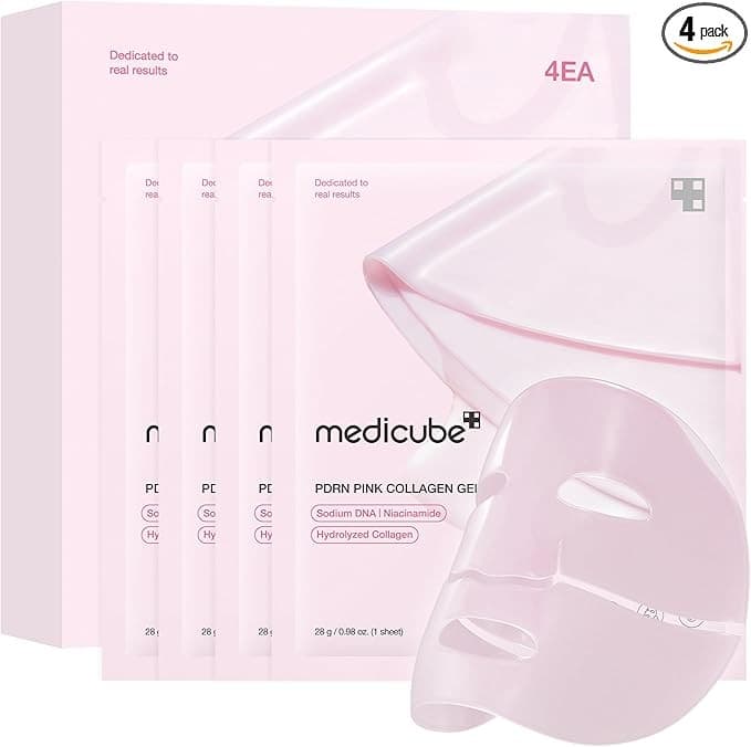 Medicube Salmon DNA PDRN Pink Collagen Jelly Gel Mask 4 Pack Overnight Hydrating & Firming Korean Face Mask