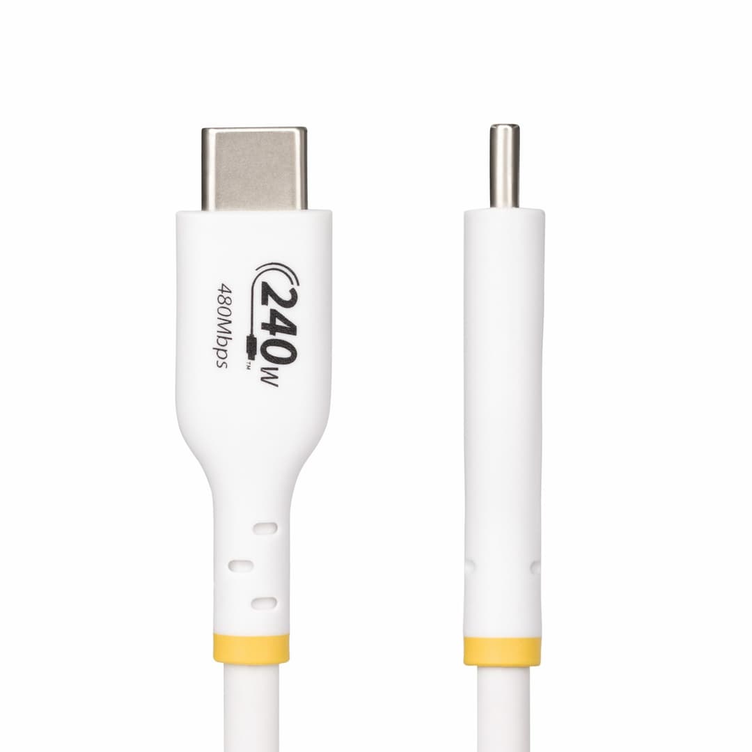 StarTech.com 2m White USB-C Charging Cable, USB-IF Certified USB C Cable, 240W PD EPR, USB 2.0 Type-C Laptop Charger Cord, USB-C Data Transfer Cable, TPE Jacket - Image 3