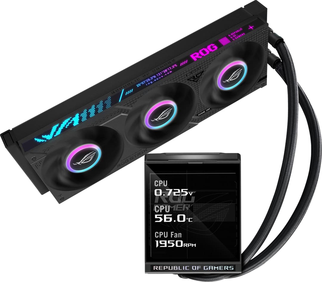 ASUS ROG Strix LC IV 360 ARGB LCD Intel/AMD AIO Liquid CPU Cooler - Black - Image 1