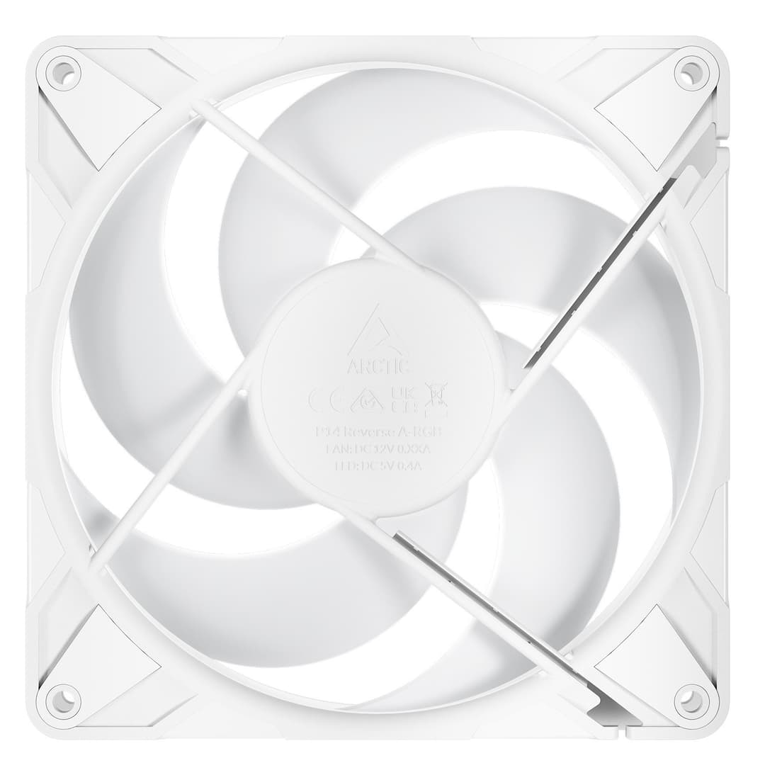 ARCTIC Freezer P14 Pro Reverse A-RGB (White) - 140 mm A-RGB PWM Fan with Cable Splitter - Image 4