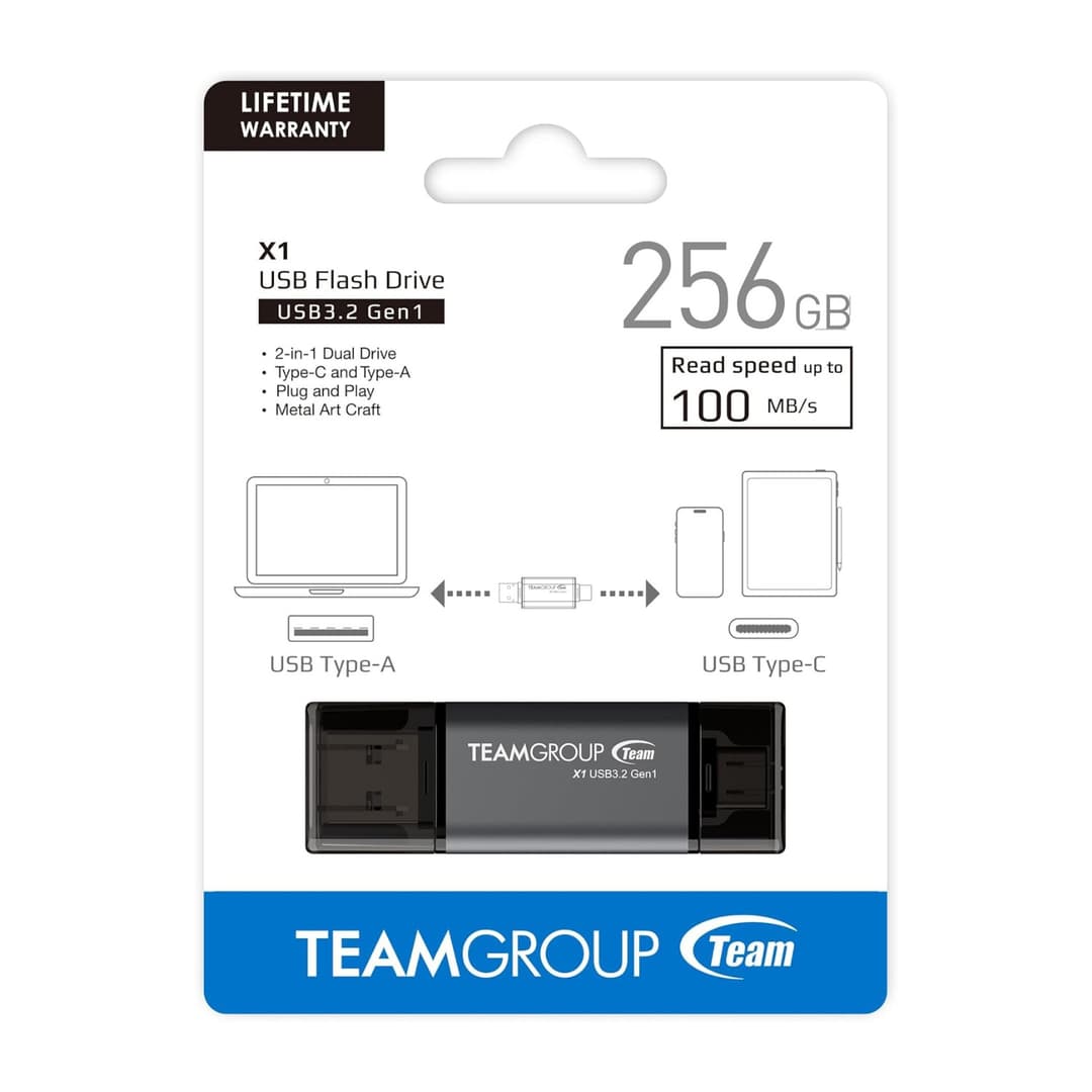 Team Group X1 USB 3.2 Gen1 Type-A/Type-C Dual Interface Flash Drive 256GB - Image 7