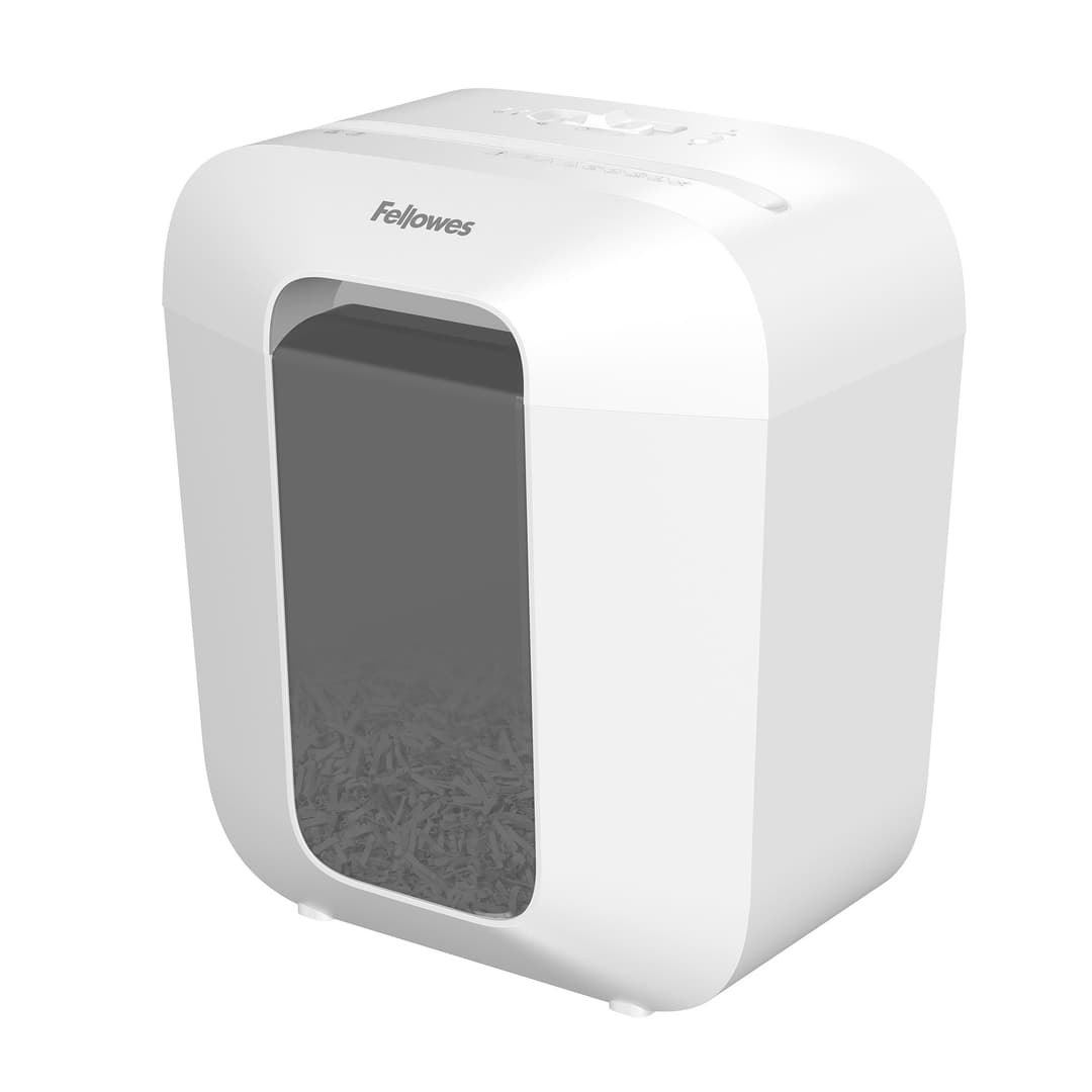 Fellowes LX Series Paper Shredder LX25 6 Sheet Cross Cut Shredder with 11.5 Litre Bin High Security P4 White - Image 1