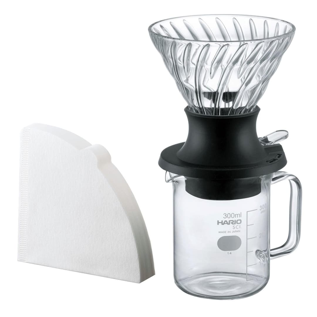 HARIO Start-Stop Dripper Set SSD-5012-B Hand Filter Coffee Maker - Black - Image 1