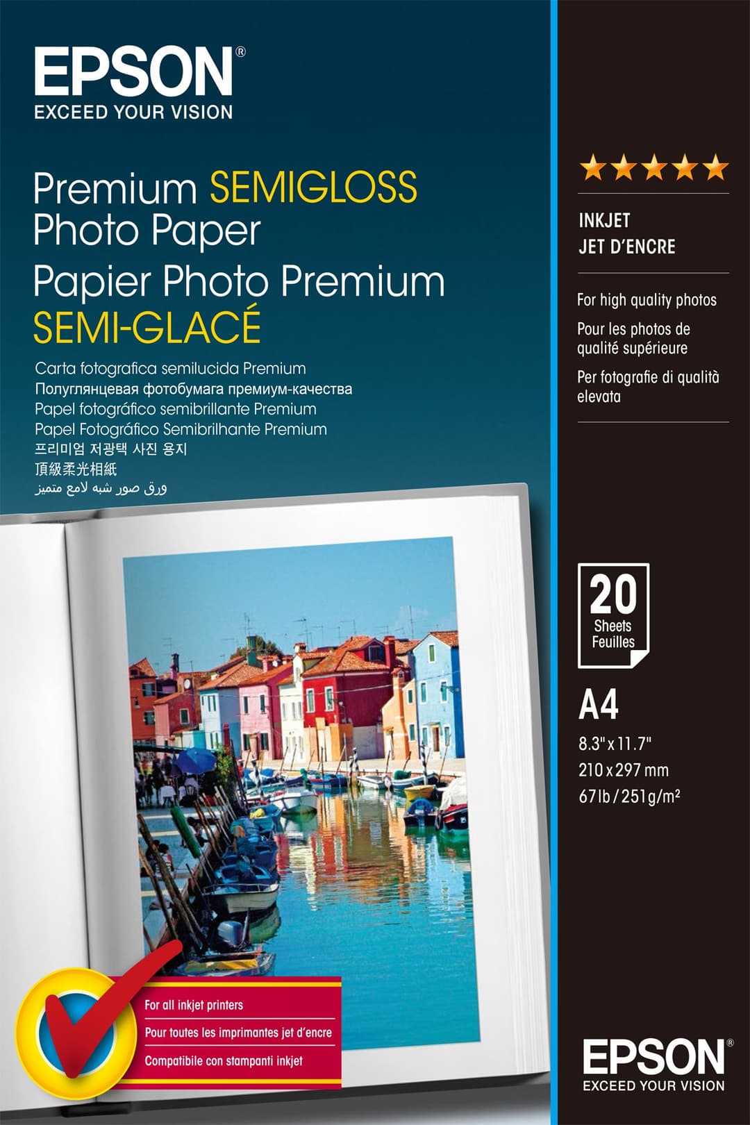 Epson Premium Semi-Gloss Photo Paper - A4 - 20 Sheets - Image 1
