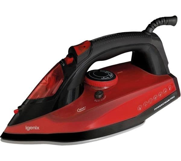 IGENIX PowerSteam Pro IG3126 Steam Iron - Red & Black - Image 1