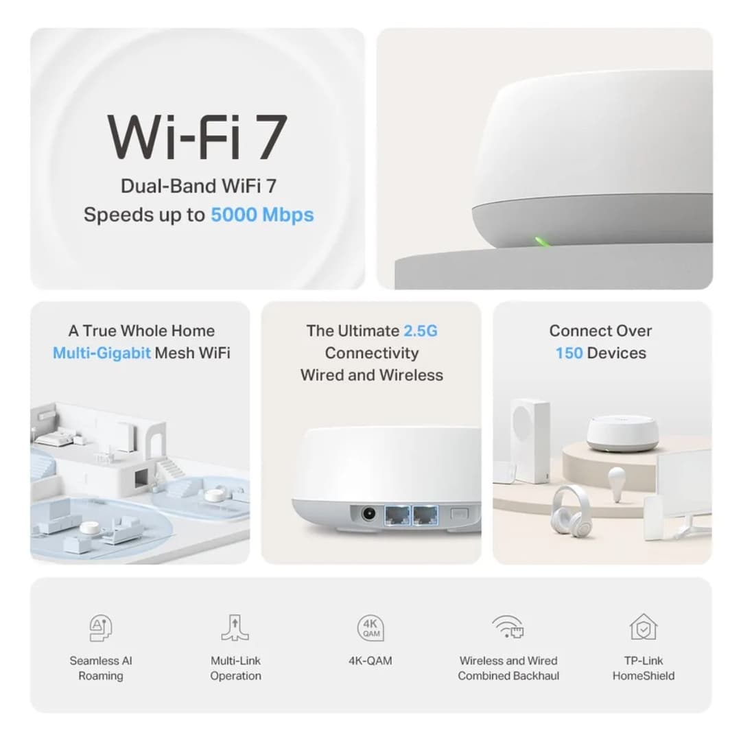 TP-Link BE3600 Whole Home Mesh Wi-Fi 7 System (3-Pack) - Image 7