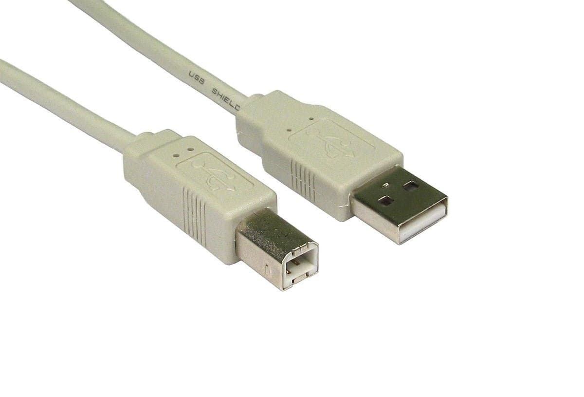 Cables Direct USB 2.0 Type A Male to Type B Male Cable 3m - Beige