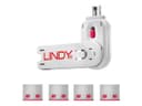 Lindy 40450 USB-A Port Blocker Kit, Pink (4x Locks + 1x Key) thumbnail 2