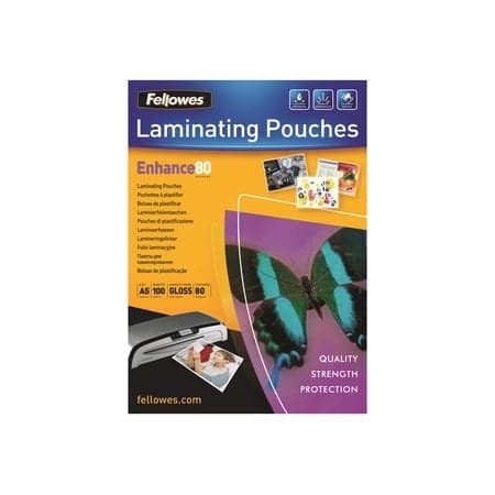 Fellowes Enhance 80 Micron A5 Glossy Laminating Pouches (5.83 in x 8.25 in) - 100 Pack