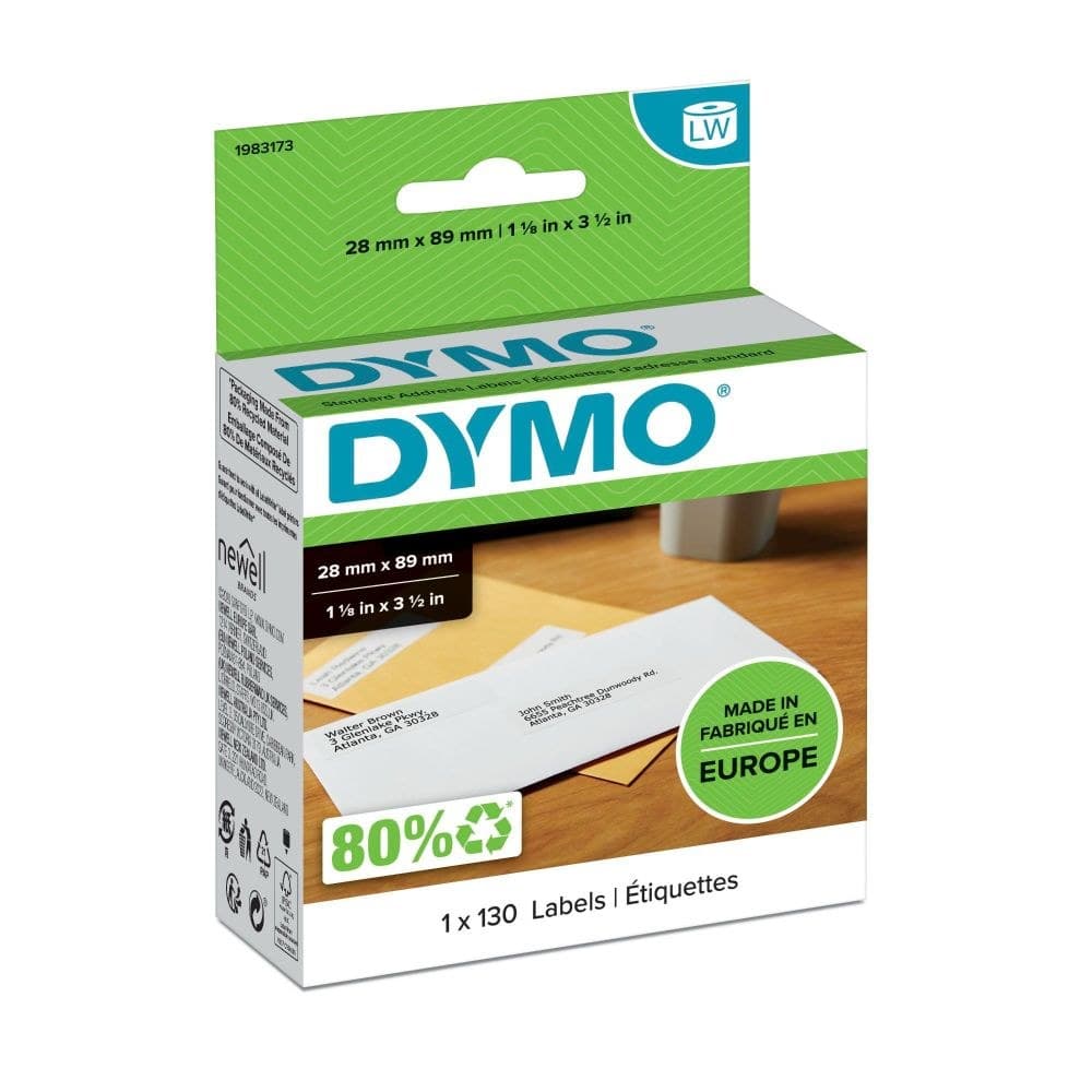 Dymo 1983173 LW Standard Address Labels 28 x 89mm 1 Roll of 130 Labels - Image 1