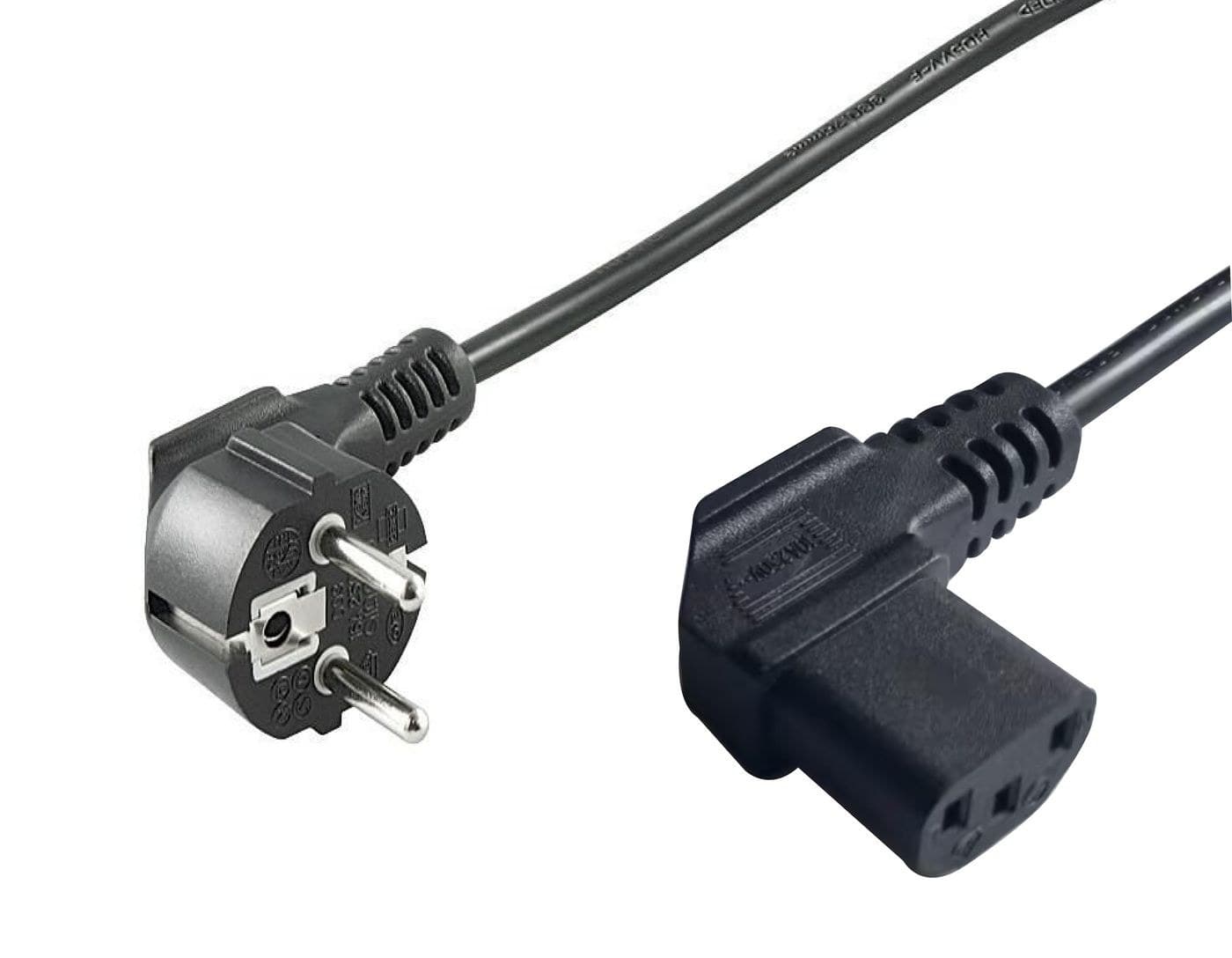 Microconnect Power Cord Schuko CEE 7/7 Angled to IEC C13 Angled Black - 1m