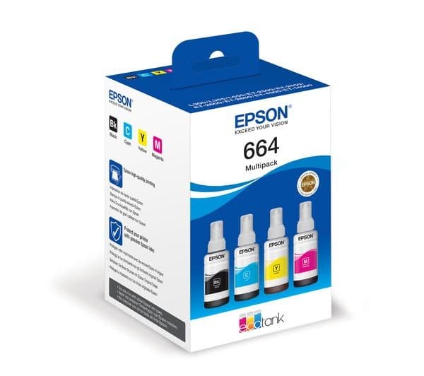 Epson EcoTank 664 - 4-pack - black, yellow, cyan, magenta - original - ink refill