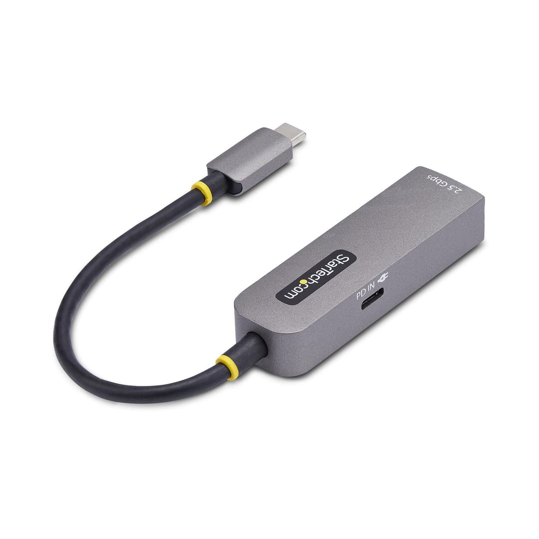 StarTech.com 2.5GbE USB-C to Ethernet Adapter, 100W PD Pass-Through, NBASE-T NIC, USB 3.0 Type-C 2.5/1G Multi Speed Network, Thunderbolt Compatible, Windows & Mac - Image 2
