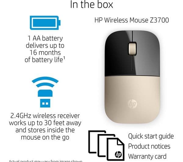 HP Z3700 Wireless Optical Mouse - Gold - Image 5