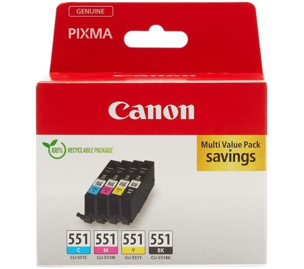 CANON CLI-551 Cyan, Magenta, Yellow & Black Ink Cartridges - Multipack - Image 1