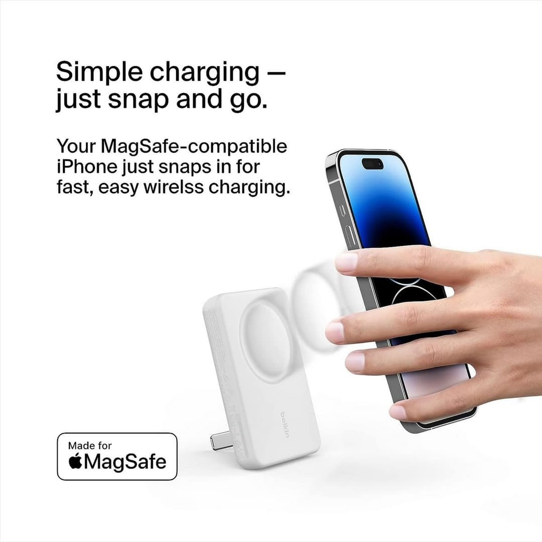 Belkin 5,000mAh MagSafe Compatible Powerbank & Stand - White - Image 7