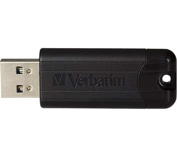 VERBATIM PinStripe USB 3.2 Gen 1 Memory Stick - 128 GB, Black - Image 1