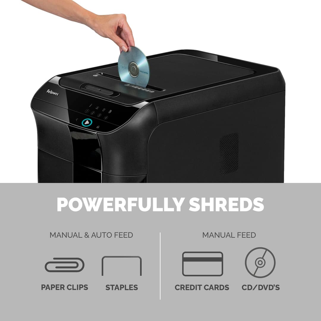 Fellowes Paper Shredder 550 Sheet Auto Feed Cross Cut Shredder AutoMax 550C Shredder with 83 Litre Bin High Security P4 - Image 4