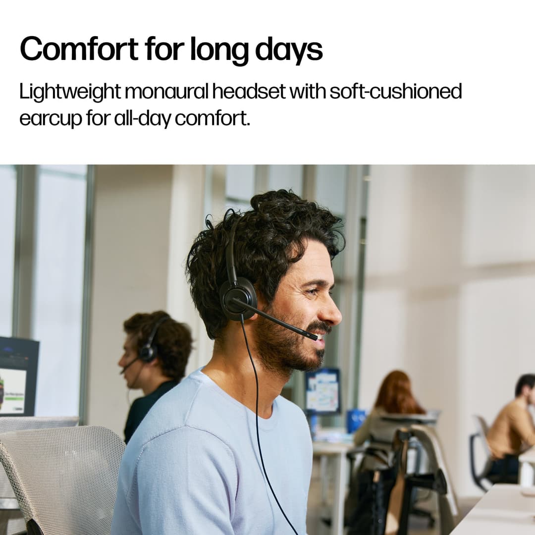 HP Poly Mission 425 Stereo USB-C Wired Headset with USB-A Adapter - Leatherette - Image 4