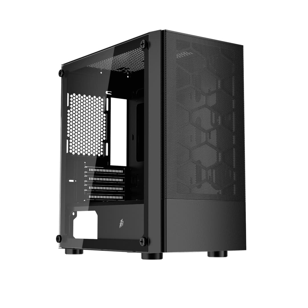 1st Player X4-M Tempered Glass Micro ATX Gaming Case - Black - Image 1