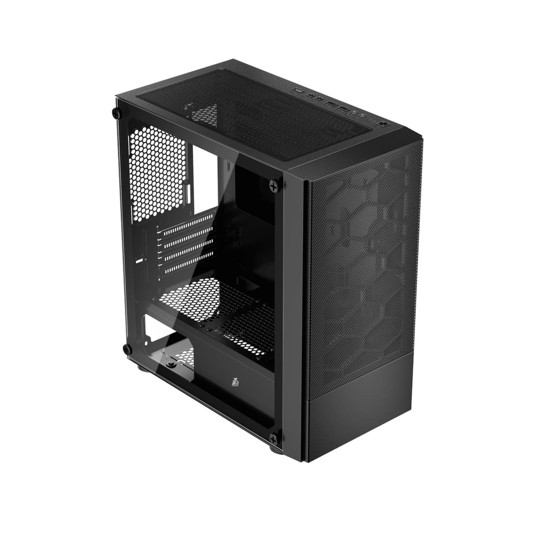 1st Player X4-M Tempered Glass Micro ATX Gaming Case - Black - Image 3