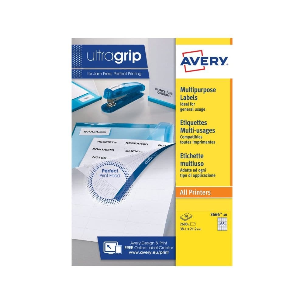 Avery 3666 Multipurpose Labels 40 sheets - 65 labels per sheet - Image 1