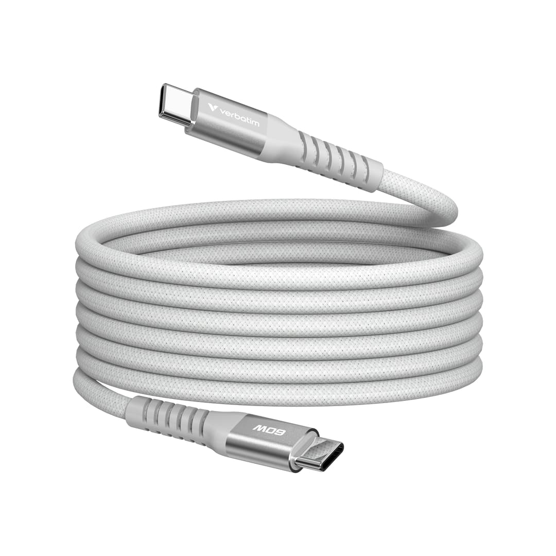 Verbatim Sync & Charge Magnetic Cable - 60W USB-C to USB-C 120 cm Grey - Image 1