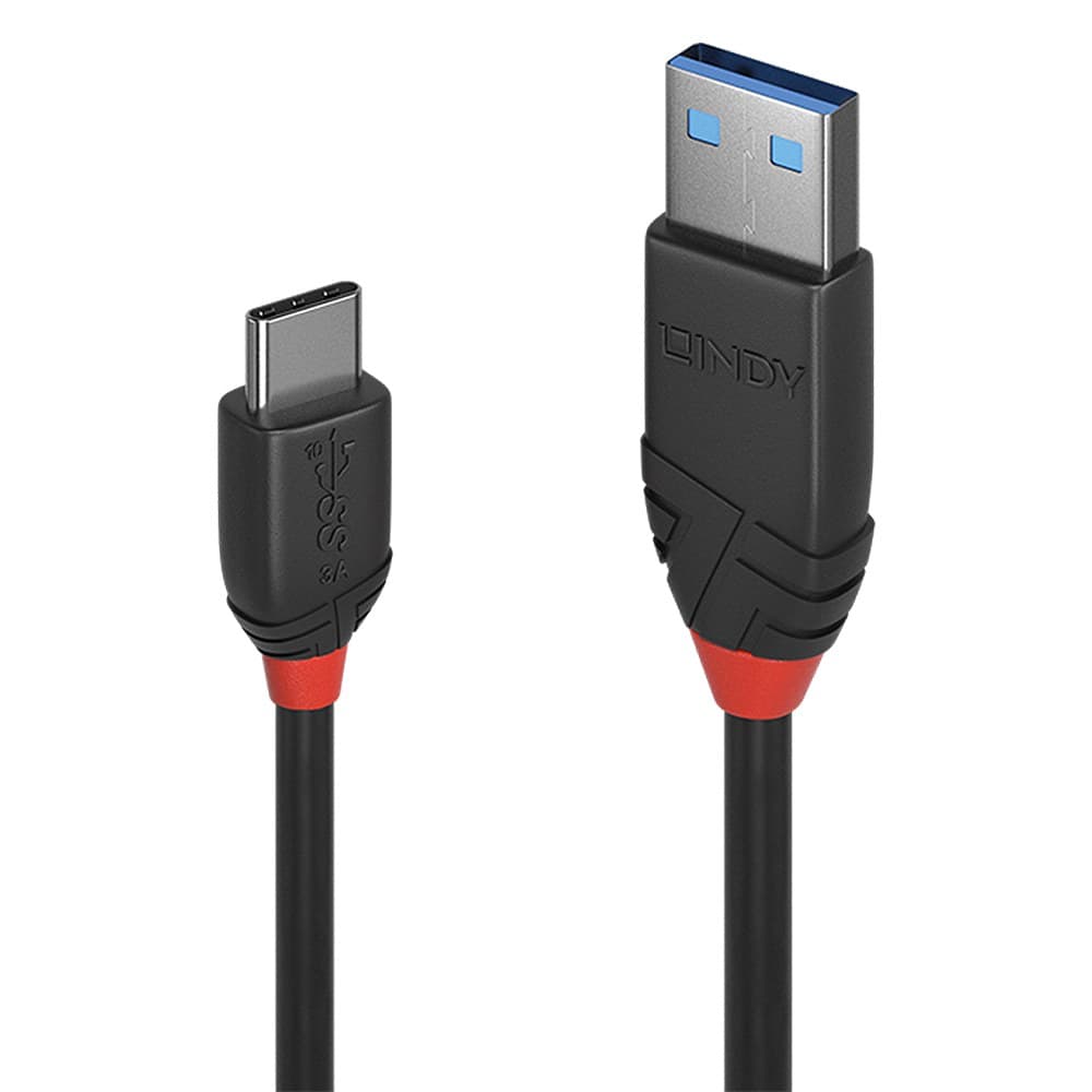 Lindy 1.5m USB 3.2 Type A to C Cable, 10Gbps, Black Line - Image 1