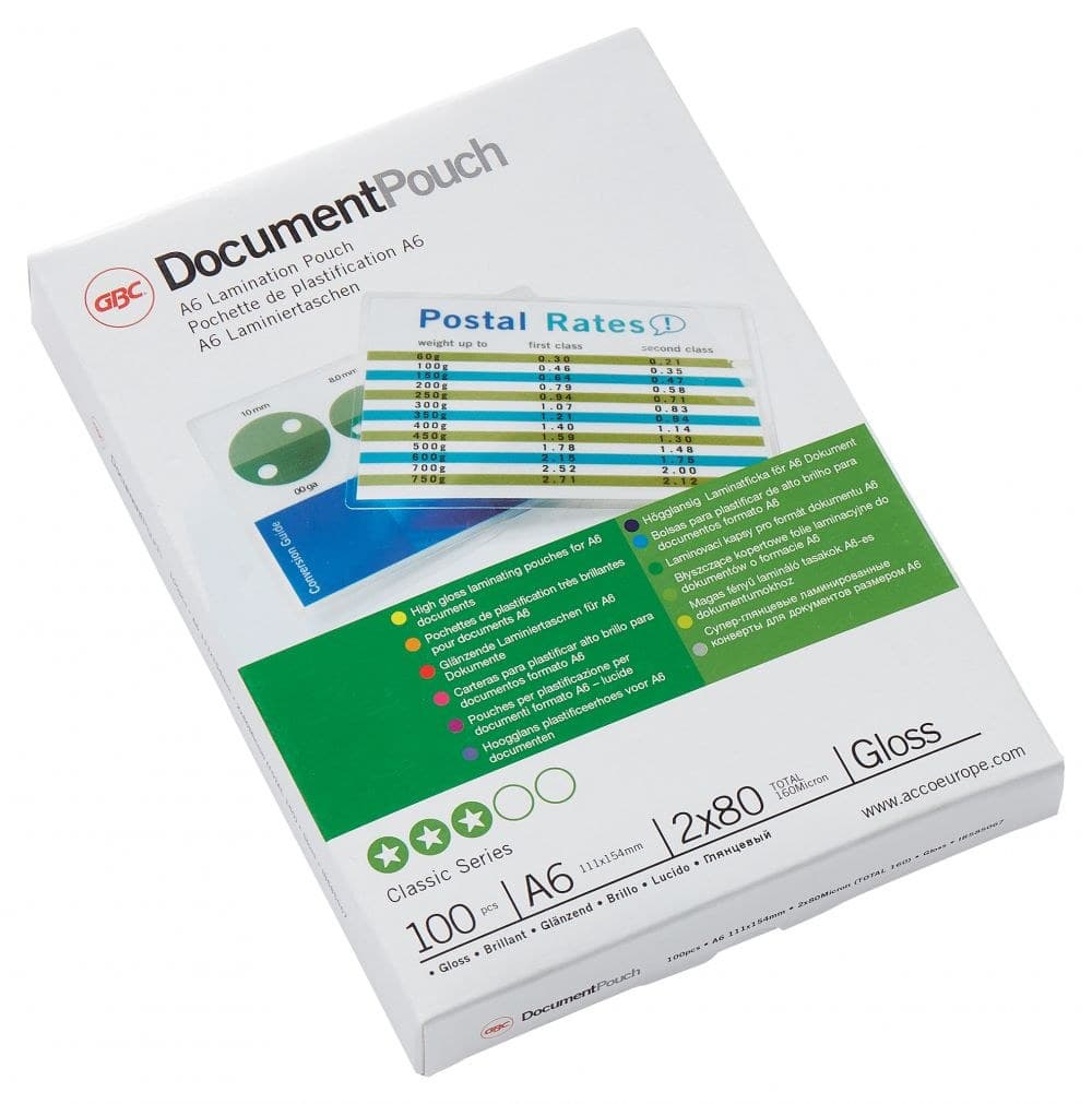 GBC IB585067 A6 Gloss Document Pouch 80 micron 100Pk - Image 1