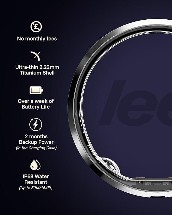 LEEP Smart Ring Size 10 Silver, IP68 Waterproof Health & Fitness Tracker with Heart Rate & Sleep Monitoring - Image 2