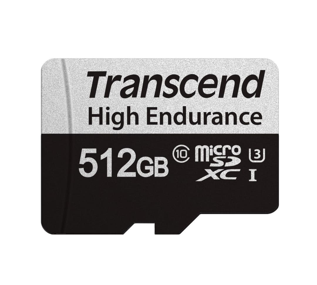 512GB Transcend High Endurance 350V microSDXC Memory Card CL10 UHS-I U3 V30 100MB/s Read with SD Adapter for Dashcams and Surveillance - Image 1