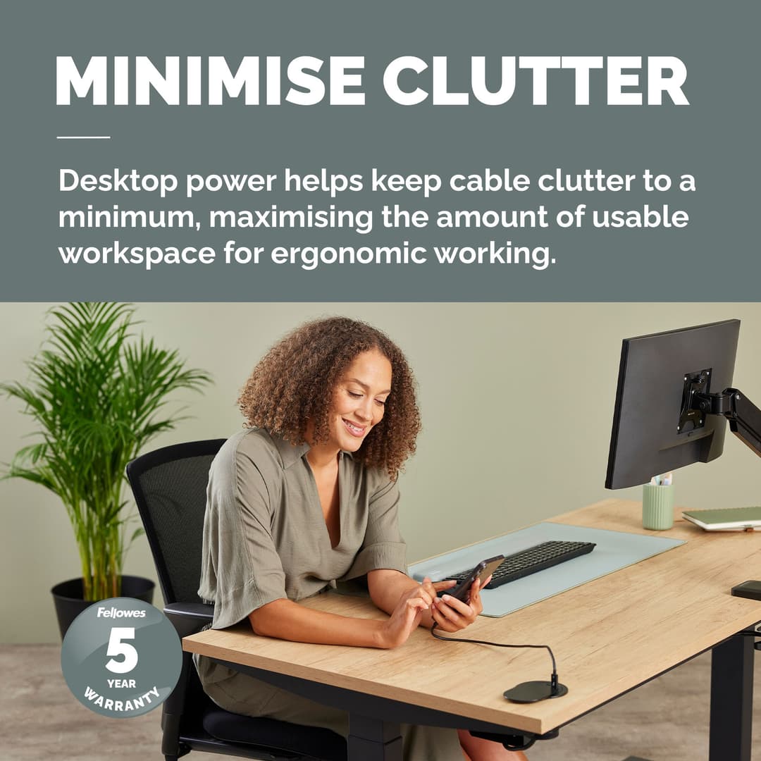 Fellowes Power Spot with 1 Power Socket & 1 USB-C Port Black - Image 2