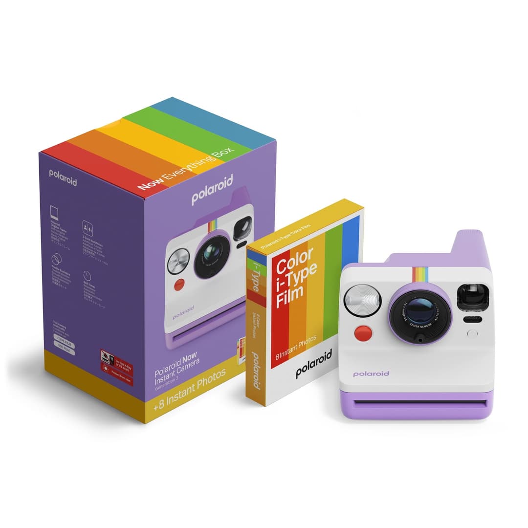 Polaroid Now Generation 3 Purple Instant Camera + Color Film Bundle (8 Photos) - Image 1